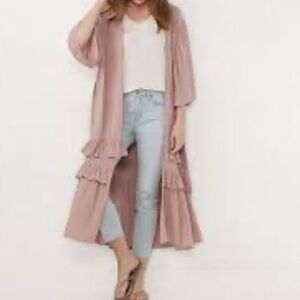 WAYF Dress Women Sz S Draped Front Open Cardigan Style Casual Long Sleeve Duster